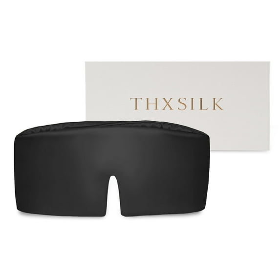 THXSILK Mulberry Silk Sleep Mask, Pure Mulberry Silk Eye Mask, Adjustable Headband, Full Size Large Sleep Mask & Blindfold for Total Blackout, All Night Sleep, Travel & Nap, 4.72''x27.56''