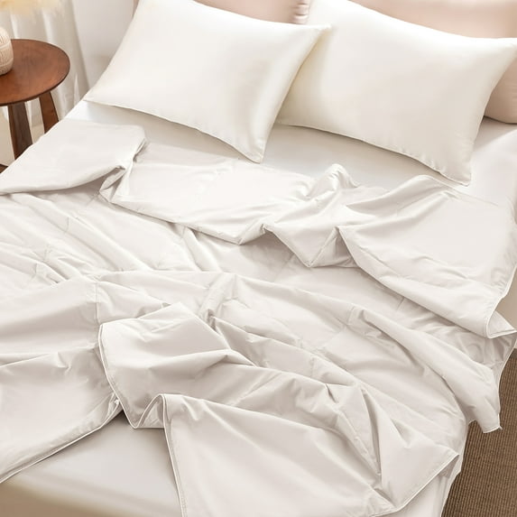 THXSILK All Season Silk Comforter, Machine Washable, Natural Silk Quilt & Duvet Insert, 100% Tussah Silk Filling, White, Twin Size(67in x 87in), Silk Net Weight 1.65lb/0.75kg