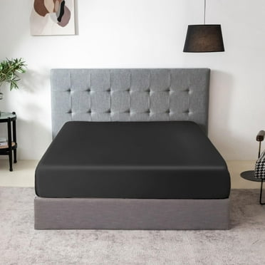 THXSILK Silk Fitted Sheet, 100% Pure 19 Momme Mulberry Silk, Only Seamless Bedding Set with 16'' Deep Pocket Elastic Adjustable(Twin Size 39''x75''+16”, Black)