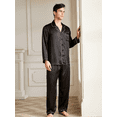 thumbnail image 1 of THXSILK Silk Pajamas for Men, 2 pcs Long Pajamas Set, Natural 19 Momme Mulberry Silk, Soft& Lightweight, Black, XXL, 1 of 10