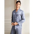 thumbnail image 1 of THXSILK Silk Pajamas for Men, 2 pcs Long Pajamas Set, Natural 19 Momme Mulberry Silk, Soft& Lightweight, Blue, XXL, 1 of 6
