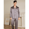 thumbnail image 1 of THXSILK Silk Pajamas for Men, 2 pcs Long Pajamas Set, Natural 19 Momme Mulberry Silk, Soft& Lightweight, Gray, XXL, 1 of 5