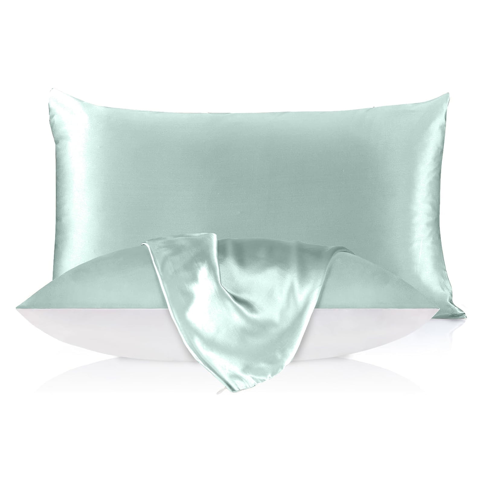 THXSILK Silk Pillowcase, 19 Momme Zippered Silk Pillowcase with Cotton Underside, 100% Pure Mulberry Silk Pillowcase, 1Pcs, King Size(20"x36"), Light Blue
