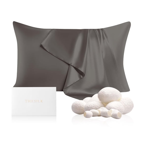 THXSILK Silk Pillowcase, 22 Momme Silk Pillow Cover for Hair & Skin, Both Side 100% Mulberry Silk Bed Pillowcase with Hidden Zipper