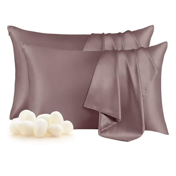 THXSILK Silk Pillowcase Set of 2 , Both Side 100% Pure 19 Momme Silk, Silk Pillowcase for Hair & Skin, Gifts for Women Men, Standard (20" x 26"), Purple