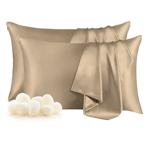 THXSILK Silk Pillowcase Set of 2 , Both Side 100% Pure 19 Momme Silk, Silk Pillowcase for Hair & Skin, Gifts for Women Men, King (20" x 36"), Taupe