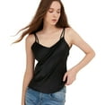 thumbnail image 1 of THXSILK Womens Silk Camisole,  100% Pure Mulberry Silk, Tank Tops V Neck, Spaghetti Strap Blouses Cross Back Sleeveless Cami Shirt, Black, 1 of 8