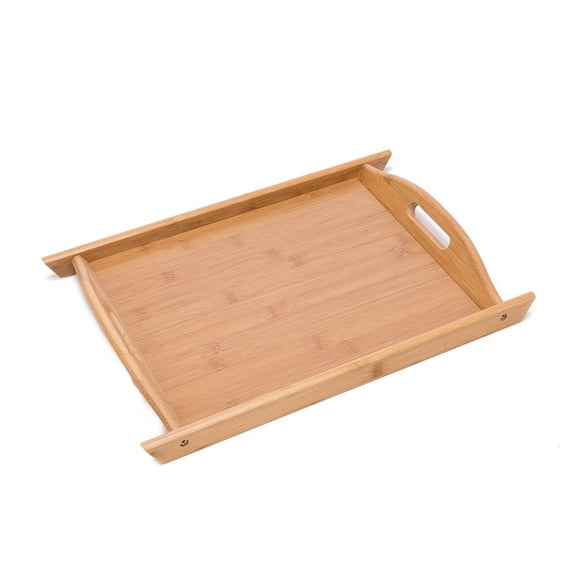 THY COLLECTIBLES Bamboo Breakfast Tray Food Buller Serving Tray With Handles For Home Party Camping (Med 14.6" x 10.4")