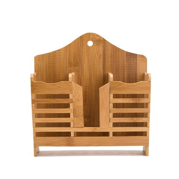THY COLLECTIBLES Bamboo Utensil Caddy Flatware - Holder for Spoons, Knives, Forks, Chopsticks Silverware Organizer Home, Restaurant, Camper, Hang On Wall Or Table