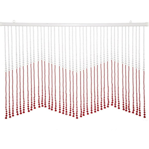THY COLLECTIBLES Beautiful Home Decor Acrylic Beaded Valance Curtain Door Screen Divider - Acrylic Red & Crystal Clear Teardrop