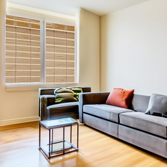 Thy Trading Natural Bamboo Light Filtering Roman Window Shade, Beige, 24” x 64”