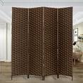 thumbnail image 1 of THY COLLECTIBLES Decorative Freestanding Woven Bamboo 4 Panels Hinged Privacy Panel Screen Portable Folding Room Divider (Darkmocha), 1 of 4