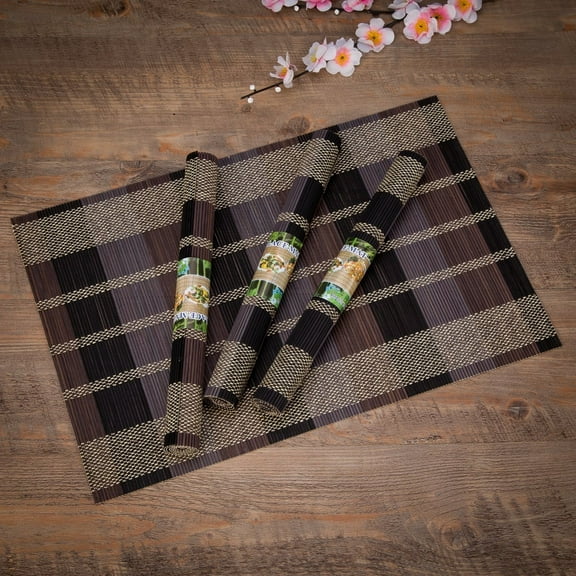 THY COLLECTIBLES Eco-Friendly 18" x 12" Bamboo Table Place mats Non-slip Table Decor Mats for Kitchen Dining Room, Set of 4 Multicolor