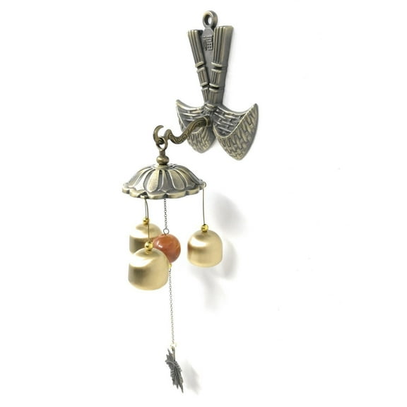 THY COLLECTIBLES Feng Shui Brass Door Chime Wind Chime windbell - Chinese Fu (Fortune) Design