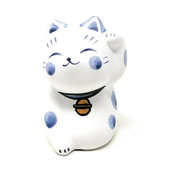 THY COLLECTIBLES Hand Painted Feng Shui Mini Maneki Neko Lucky Cat White