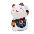 thumbnail image 1 of THY COLLECTIBLES Hand Painted White Feng Shui Mini Maneki Neko Lucky Cat "Fu"..., 1 of 2