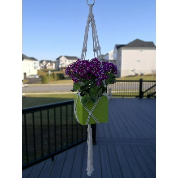 THY COLLECTIBLES Hand-Weaved Macrame Plant Hanger Indoor Outdoor Hanging Planter Basket Cotton Rope 4 Legs Creamy White (40" Length)