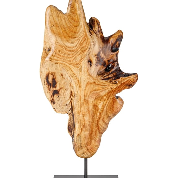THY COLLECTIBLES Irregular Handcarved Root Wood Sculpture, Wood Tabletop Abstract Standing Sculpture for Home Decor Natural Edge Tabletop Statue (Small)