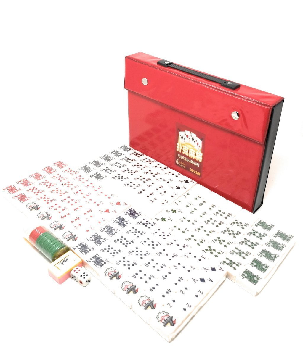 THY COLLECTIBLES Mahjong Tiles Poker Rummy Game Set 120 White Poker Tiles