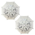 thumbnail image 1 of THY COLLECTIBLES Pack of 2 Mini Lace Umbrella Parasols with Sequins - Delicate Dolls Size Decorative Small Umbrella for Weddings, Baby Showers, Parties and Events - 11.6 inch Diameter White, 1 of 8