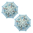 thumbnail image 1 of THY COLLECTIBLES Pack of 2 Mini Lace Umbrella Parasols with Sequins - Delicate Dolls Size Decorative Small Umbrella for Weddings, Baby Showers, Parties and Events - 11.6 inch Diameter Blue, 1 of 7