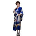 thumbnail image 1 of THY COLLECTIBLES Women's Silk Traditional Japanese Kimono Robe/Bathrobe / Party Robe (Blue), 1 of 6