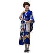 THY COLLECTIBLES Womens Silk Traditional Japanese Kimono Robe/Bathrobe / Party Robe Blue