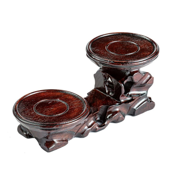 THY Collectibles Oriental Rosewood 2-Plant Stand, Small Plant Stand for Indoor Tabletop Desktop, Mini Succulent Windowsill Shelf, Herb Display Rack for Home and Office (L8.5" x W3.5" x H3.25")