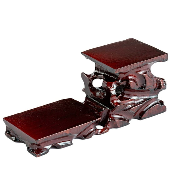 THY Collectibles Oriental Rosewood 2-Plant Stand, Small Plant Stand for Indoor Tabletop Desktop, Mini Succulent Windowsill Shelf, Herb Display Rack for Home and Office (L7.5" x W2.5" x H2.6")