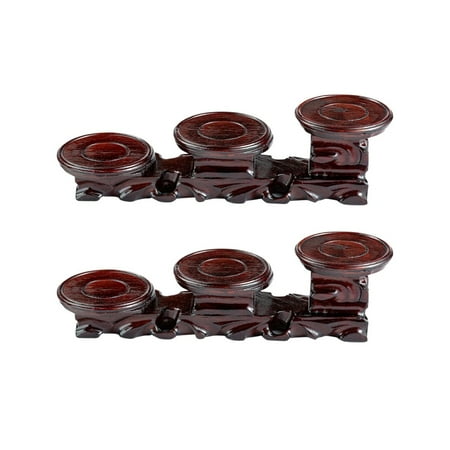 THY Collectibles Pack of 2 Oriental Rosewood 3-Plant Stands, Small Plant Stand for Indoor Tabletop Desktop, Mini Succulent Window Shelf, Herb Display Rack for Home and Office (L12" x W3.5" x H3.25")