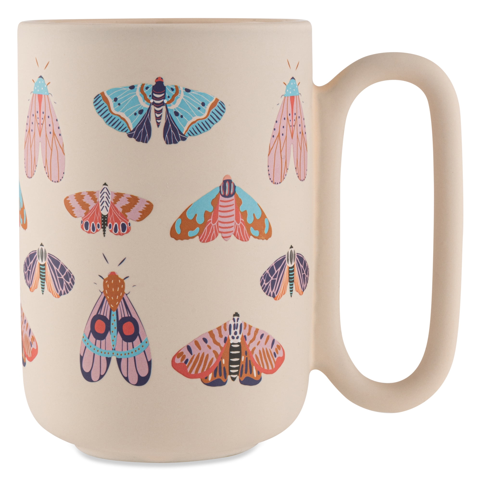 Thyme & Table 19.6 fl oz Green Butterflies Soft Touch Stoneware Mug