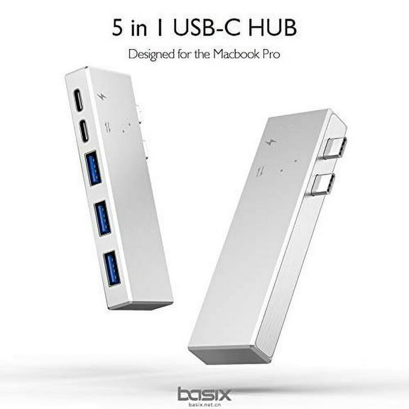 THYMOBO 5 in 1 USB C Hub, USB Type C Adapter w. 3 USB 3.0 Ports & 2 USB C Ports, Compatible w. MacBook Pro 2016/2017 / 2018 Type C Laptops - Grey