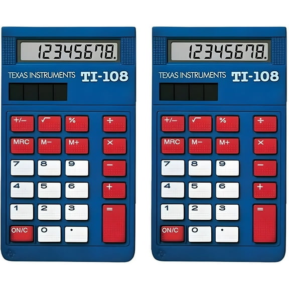 TI-108 Elementary Calculator, (2 Pack)