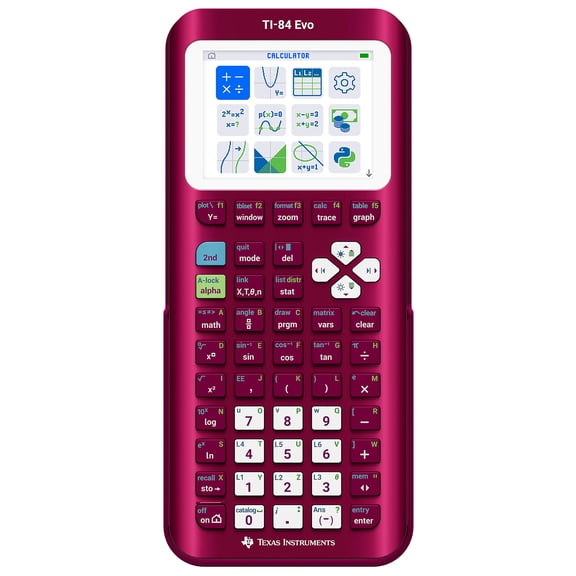 TI-84 Evo Graphing Calculator with Python for College, High School, and Middle School Students, Raspberry Metallic