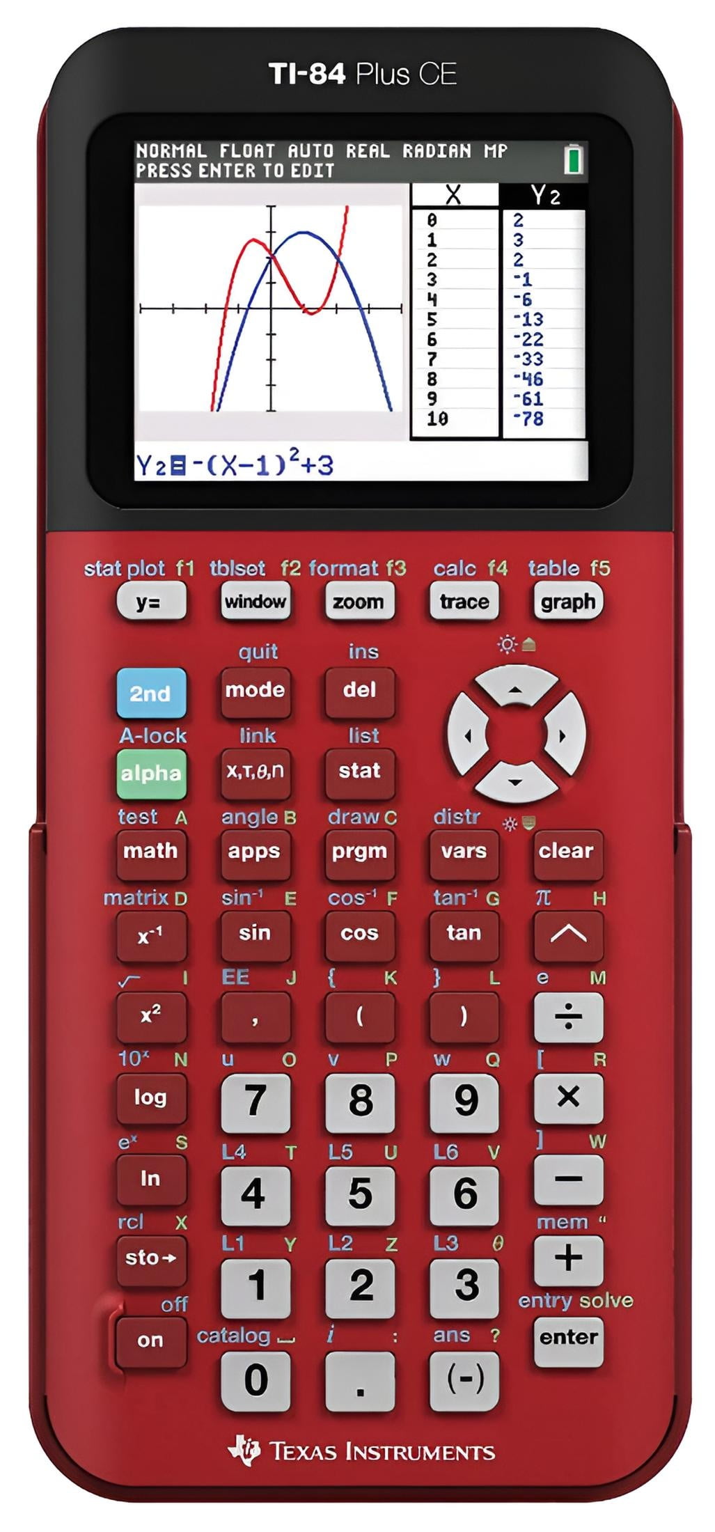 TEXAS INSTRUMENTS TI-84 Plus CE Color Graphing Calculator, Red
