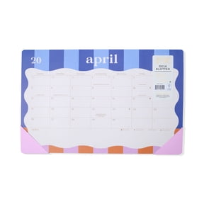 Think Ink 15 Month 17" x 11" Desk Blotter with Cabana Stripe Design, April 2026 - June 2027