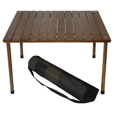 TIAB 16" Wood Lightweight and Unique Design Outdoor Dining Table, Brown