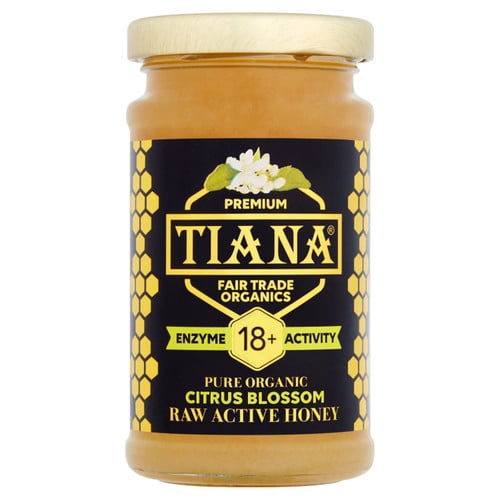 TIANA Organic Citrus Blossom Raw Active Honey 250g, British Import (Pack of 2)
