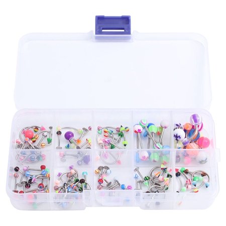 TIANBEN Acrylic Body Piercing Rings Tongue Lip Navel Jewelry 100pcs