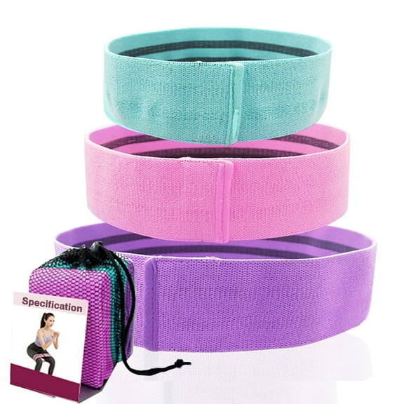 TIANBEN Fabric Non-Slip Resistance Band Set for Legs and Butt with Exercise Loops (3-Piece)