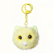 TIANCHANGZC Yellow Cat Bag Charm, Cute Plush Cat Keychain for Backpack, Purse & Handbag, Squeeze to Blow Bubbles, Soft Kitty Accessory, Gift for Women and Girls