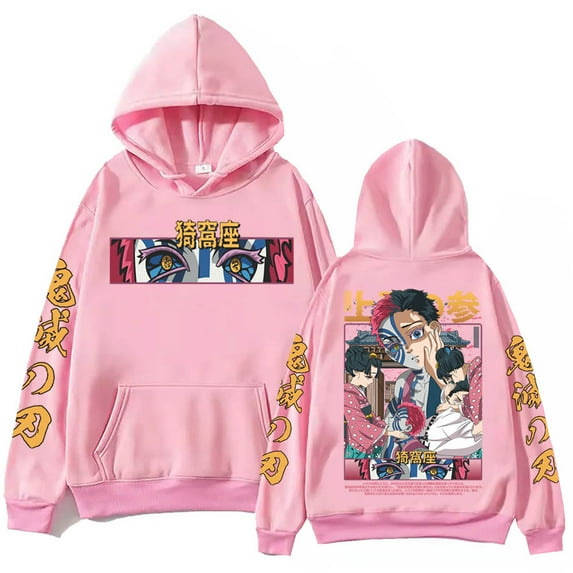 TIANCHU Akaza Manga Graphic Hoodie - Unisex Fleece Long Sleeve Streetwear,S,pink