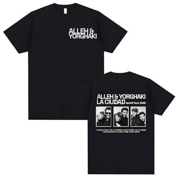 TIANCHU Alleh Yorghaki La Ciudad World Tour 2025 Merch Unisex Oversized Soft Cotton Vintage Wash Short Sleeve Graphic T-Shirt - Hip Hop Streetwear,XL,black