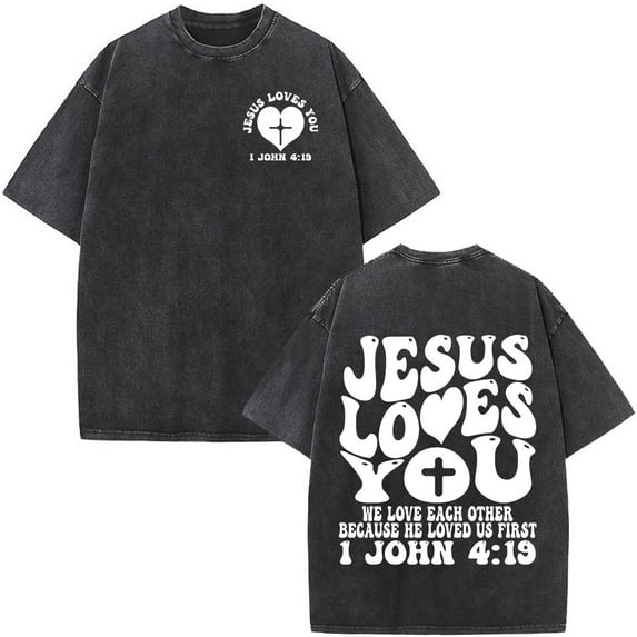 TIANCHU Christian Jesus Bible Verse Washed Cotton Unisex T-Shirt – Vintage Oversized Harajuku Streetwear Short Sleeve Tee