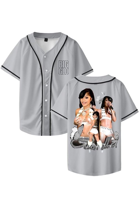 GloRilla 2025 Vintage Streetwear Unisex V-Neck Button-Up Baseball Jersey