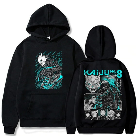 TIANCHU Kaiju No 8 Harajuku Hoodie - Unisex Anime Long Sleeve Sweatshirt,S,black