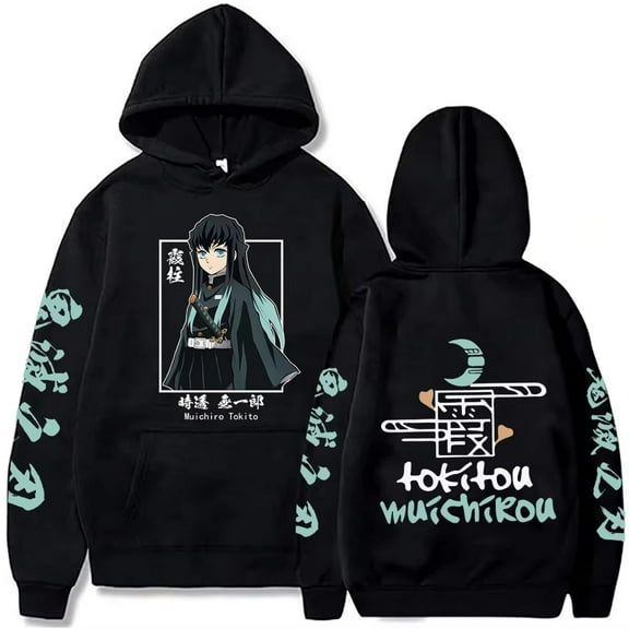TIANCHU Muichiro Tokito Graphic Hoodie - Unisex Casual Hip Hop Streetwear Pullover,XXS,Black