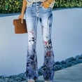 thumbnail image 1 of TIANEK Boot Cut Jeans for Woman Fashion Full-Length Jeans for Women High Waist Stretchy Floral Printed Denim Pants Relaxed Fit Stretchy Jeans for Women 2023, 1 of 8