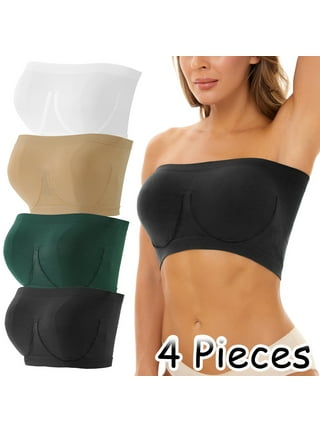 TINAEK Comfort Strapless Bras for Women Push Up Compression Seamless Full  Coverage Padded Ball Gown Crop Bandeau Tube Bra Top for Women