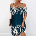 thumbnail image 1 of TIANEK Dresses for Teens Short Sleeve Off-the-Shoulder Floral Mini Sun Dress Backless Short Women Dresses, 1 of 4